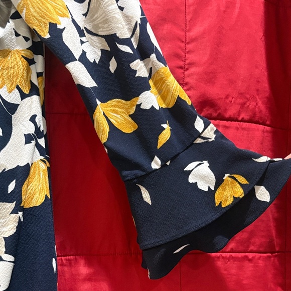 Floral Navy and Yellow Women's Top - Picture 2 of 4